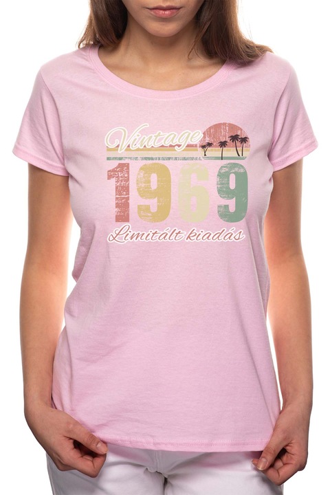 Limitált Kiadás - 1969, Kerek nyakú női póló, 100% Pamut, 545, Rózsaszín