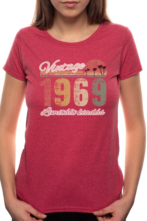Limitált Kiadás - 1969, Kerek nyakú női póló, 100% Pamut, 545, Bordó