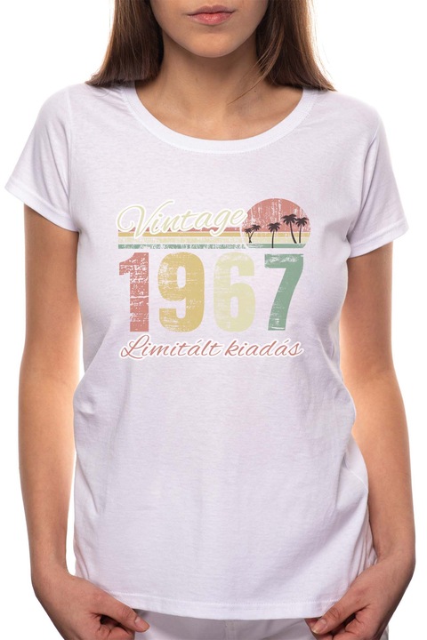 Limitált Kiadás - 1967, Kerek nyakú női póló, 100% Pamut, 547, Fehér