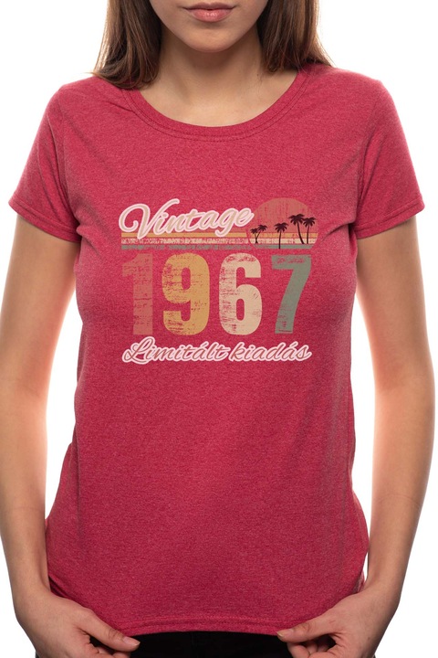 Limitált Kiadás - 1967, Kerek nyakú női póló, 100% Pamut, 547, Bordó