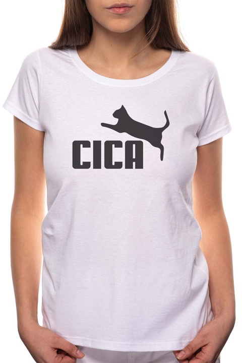 Cica, Kerek nyakú női póló, 100% Pamut, 552, Fehér