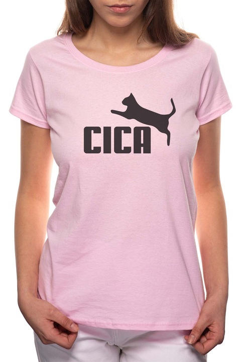 Cica, Kerek nyakú női póló, 100% Pamut, 552, Rózsaszín