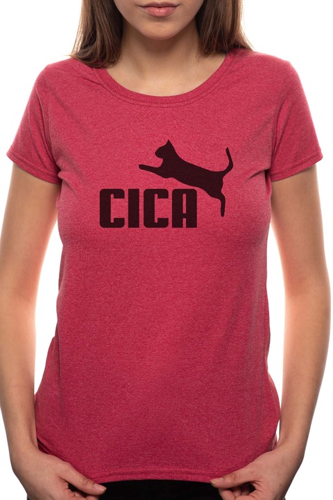 Cica, Kerek nyakú női póló, 100% Pamut, 552, Bordó