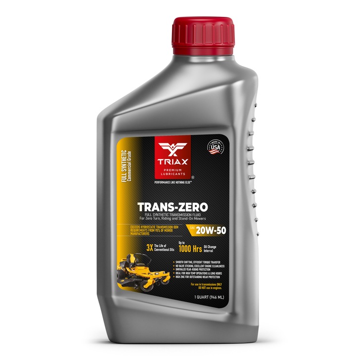 Hidrosztatikus sebességváltó olaj fűnyírókhoz, TRIAX Trans Zero 20W-50 teljesen szintetikus, 946 ml