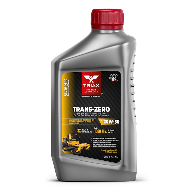 Ulei de transmisie hidrostatica pentru masini de tuns iarba, TRIAX Trans Zero 20W-50 full sintetic, 946mL