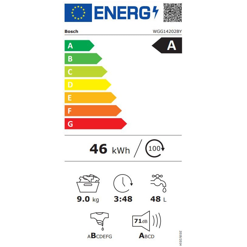 Masina de spalat rufe Bosch WGG14202BY, 9 kg, 1200 RPM, Motor EcoSilence Drive, SpeedPerfect, ActiveWater Plus, VarioDrum, Clasa A, Alb