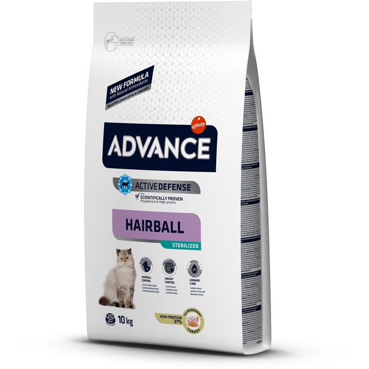 Hrana uscata pentru pisici Advance Sterilized Hairball, 10 Kg