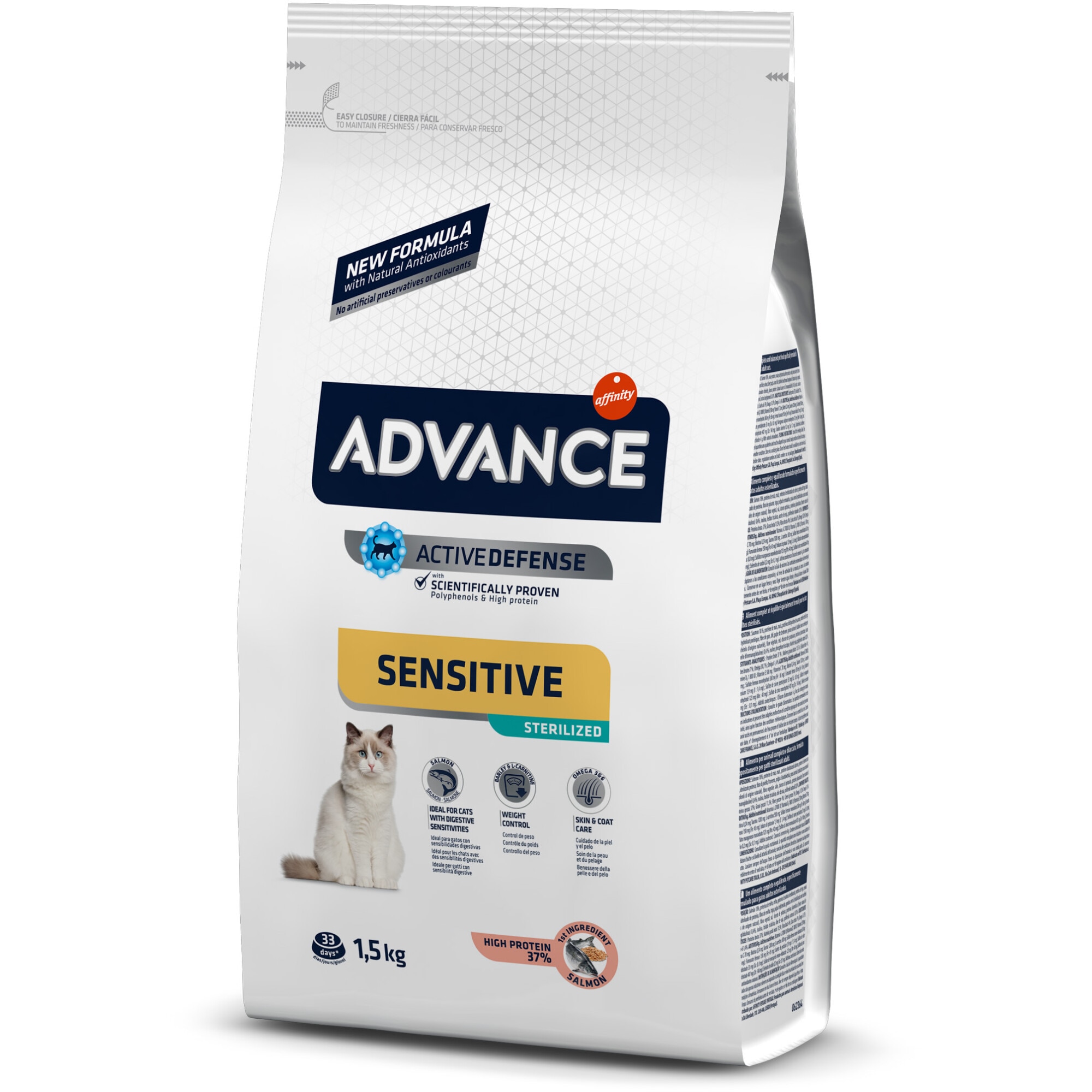 Hrana uscata pentru pisici Advance Sterilised Sensitive, Somon, 1.5 Kg