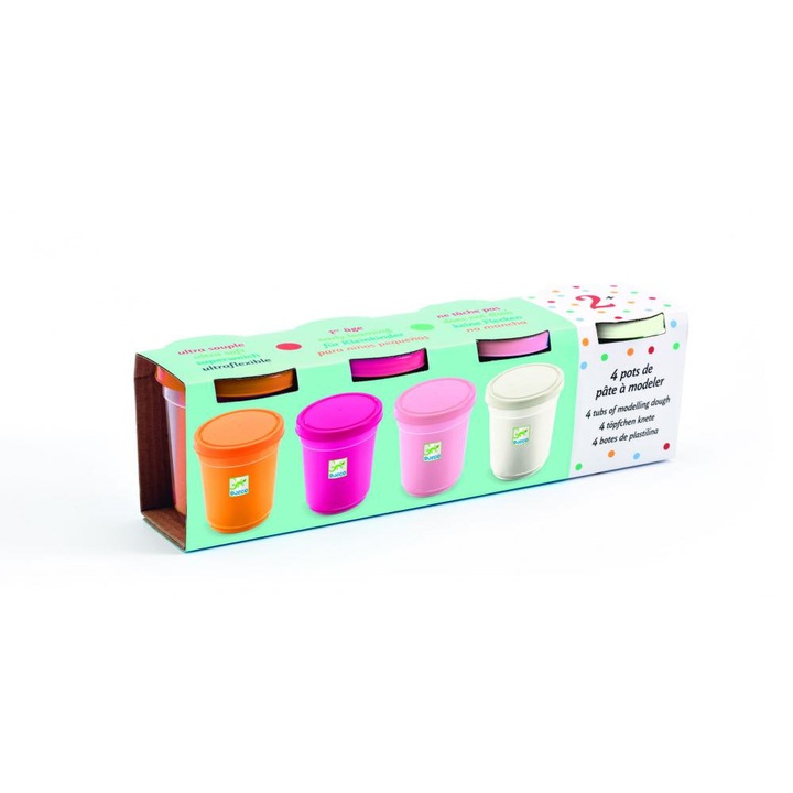Set 4 borcane de plastilina, Djeco, Multicolor