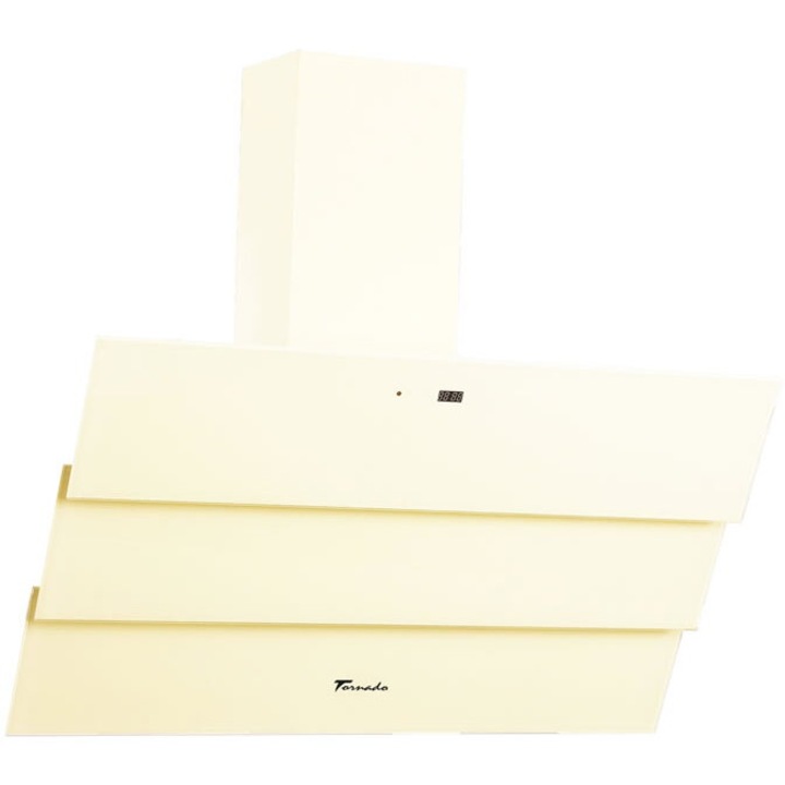 Декоративен абсорбатор Tornado Megas 1200 (90) LED, клас A, 1 турбо мотор, ширина 90 см, 4 скорости, абсорбция 1200 м3/час, 5-слоен алуминиев филтър против мазнини, бежов