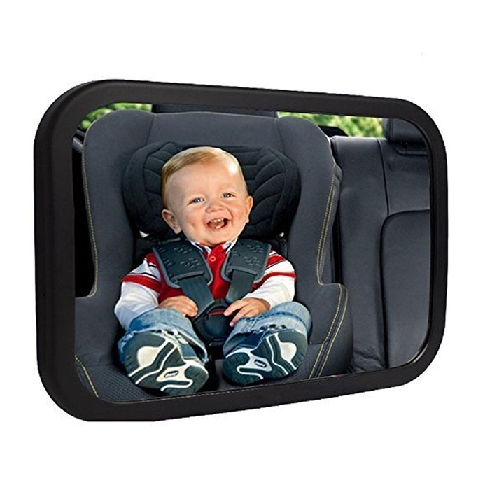 Oglinda pentru auto bebelusi, Acril, Negru