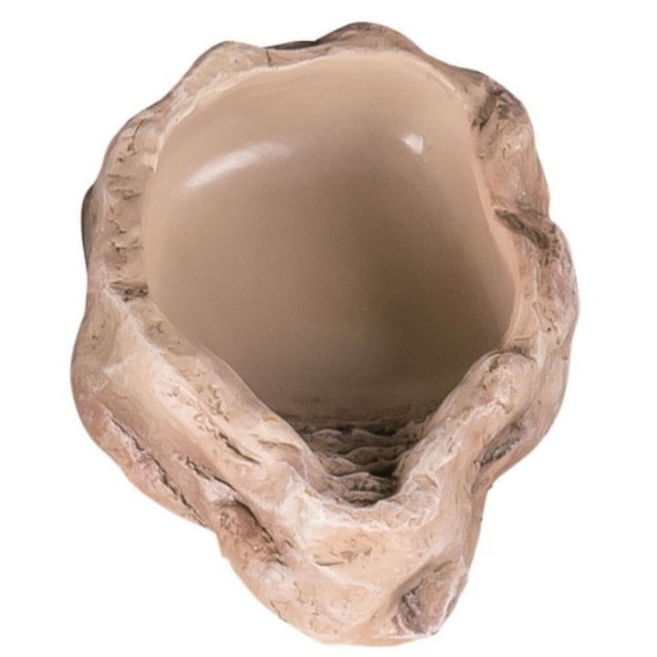 Bol decorativ de apa pentru terariu Repti-Zoo, Ceramic / Plastic, 11 x 7.7 x 3 cm, Bej
