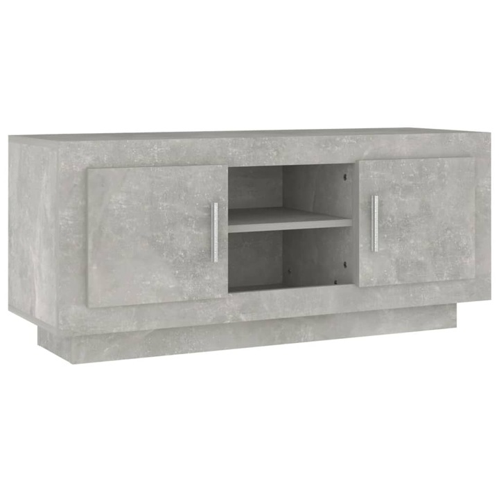 Comoda TV vidaXL, gri beton, 102x35x45 cm, lemn prelucrat