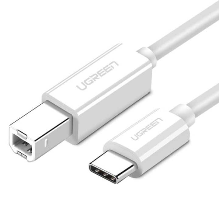 Cablu imprimante Ugreen USB-C - USB-B 480Mb/s 1m alb (US241)