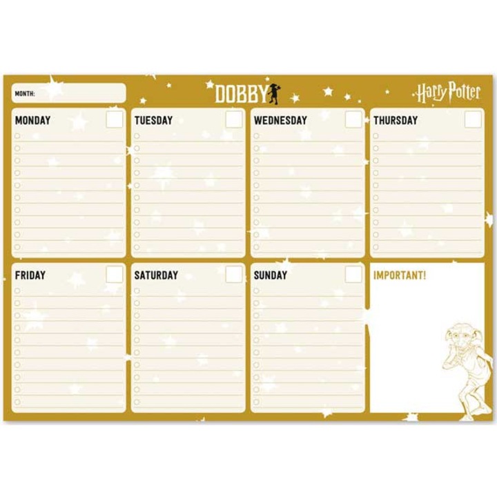 Седмичен планер за бюро Harry Potter Dobby, А4, 52 листа