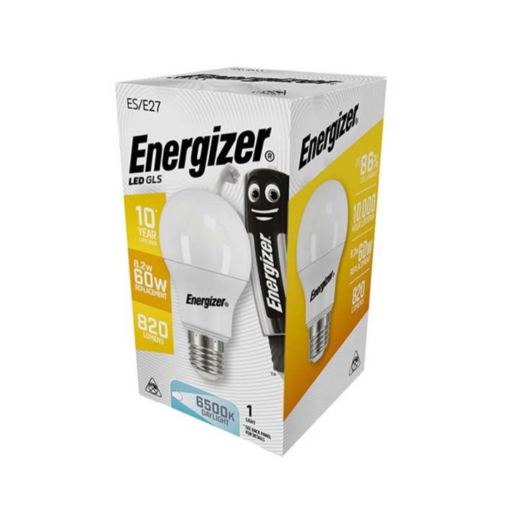 Energizer LED крушка, E27, 8.2 W, 820 lm, 6500k, Студено бяло