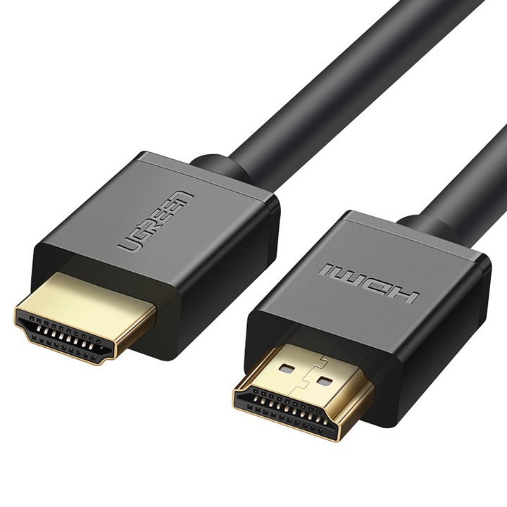 Ugreen HD104 videokábel, HDMI dugasz-HDMI dugó, maximális felbontás 4K UHD 3840 x 2160 60 Hz-en, arany csatlakozók, 8 m, fekete