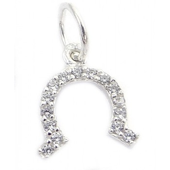 Pandantiv Potcoava cu pietre, Argint 925, 1,6 cm x 0,8 cm Pandantiv Potcoava cu pietre, Argint 925, 1,6 cm x 0,8 cm