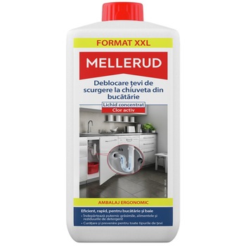 Gel pentru desfundat tevi de scurgere Mellerud 1.75L Gel pentru desfundat tevi de scurgere Mellerud 1.75L