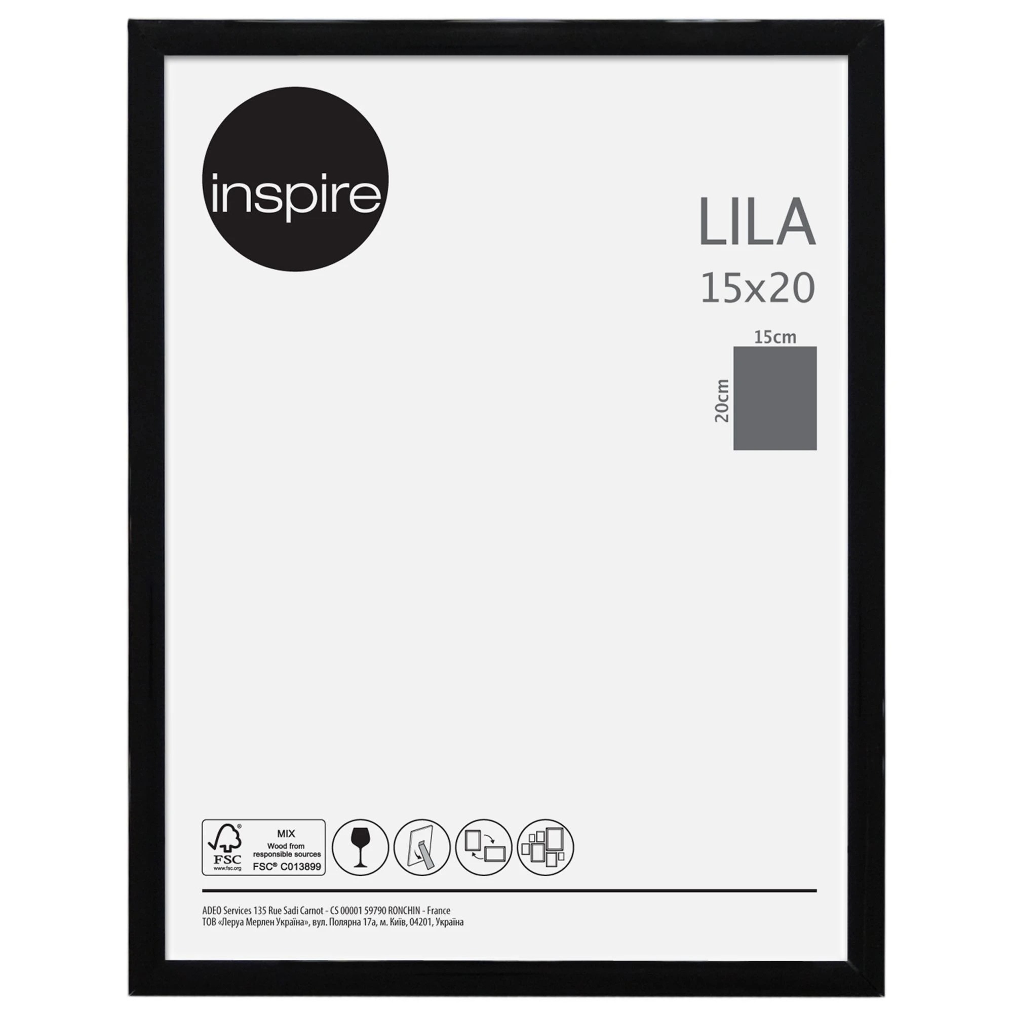 Рамка за снимка Inspire Lila, 15 х 20 см, пластмаса, черна - eMAG.bg