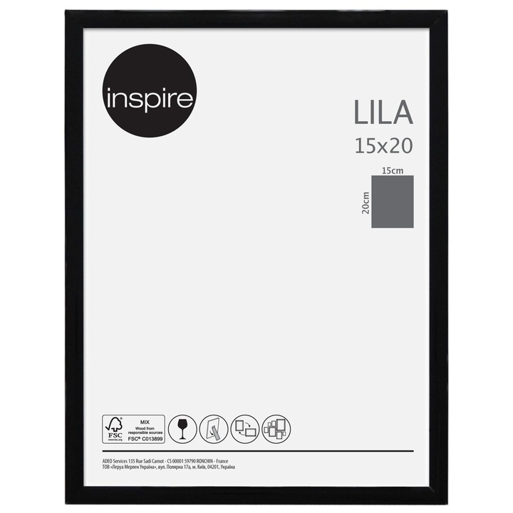 Rama foto Inspire Lila, 15 x 20 cm, plastic, negru
