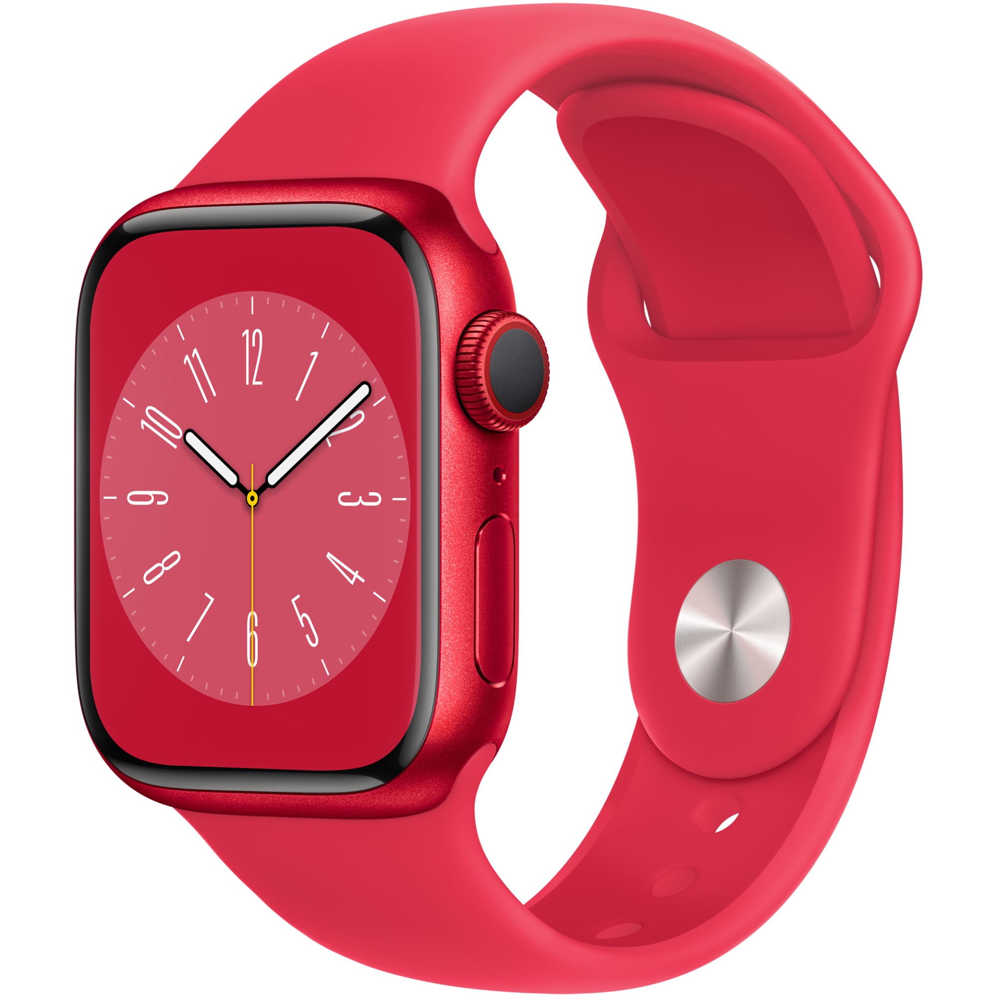 Apple Watch 8, GPS, Cellular, carcasa RED Aluminium 41mm, RED Sport Band eMAG.ro