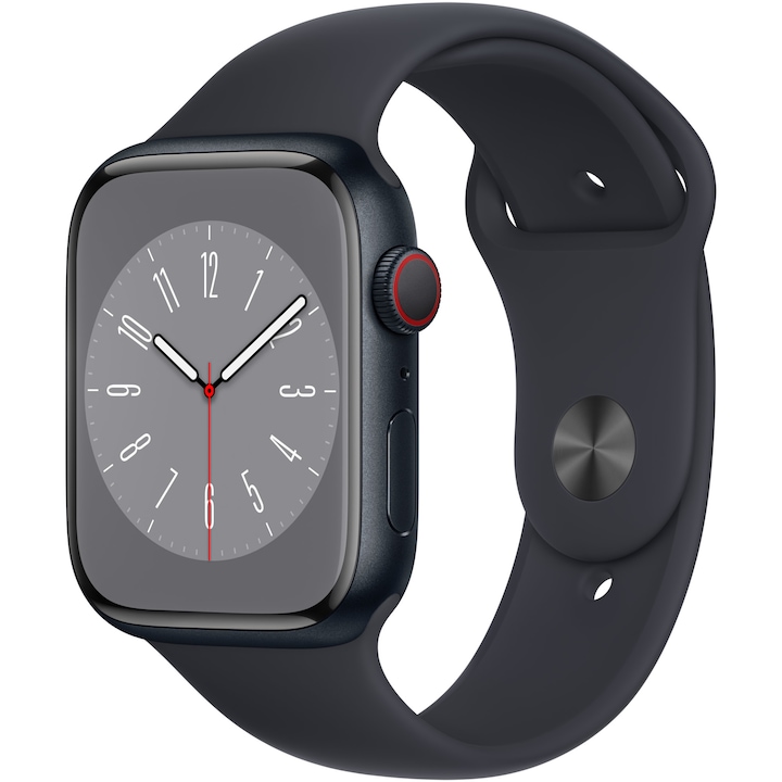 Apple Watch 8, GPS, Cellular, Корпус Midnight Aluminium 45mm, Midnight Sport Band