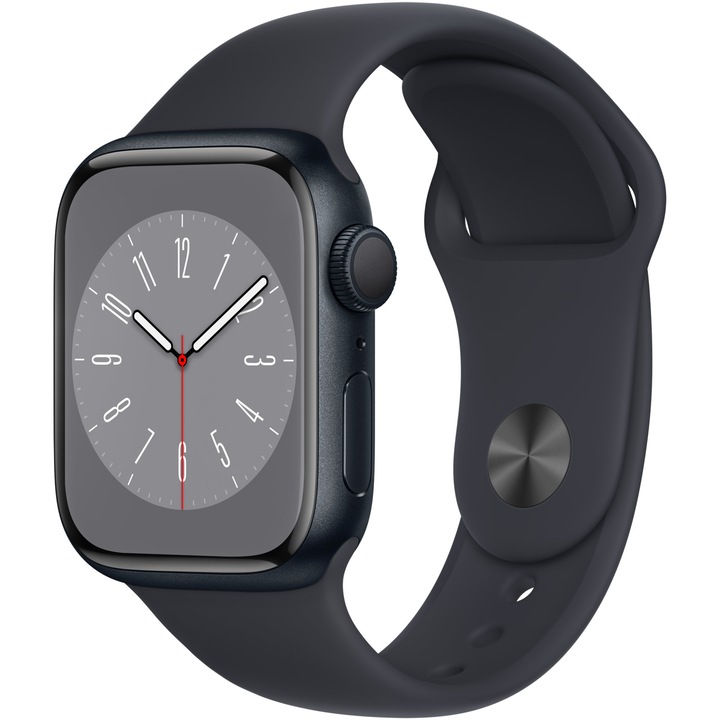 Смарт часовник Apple Watch 8, 41 мм, Midnight Aluminium Case, Midnight Sport Band