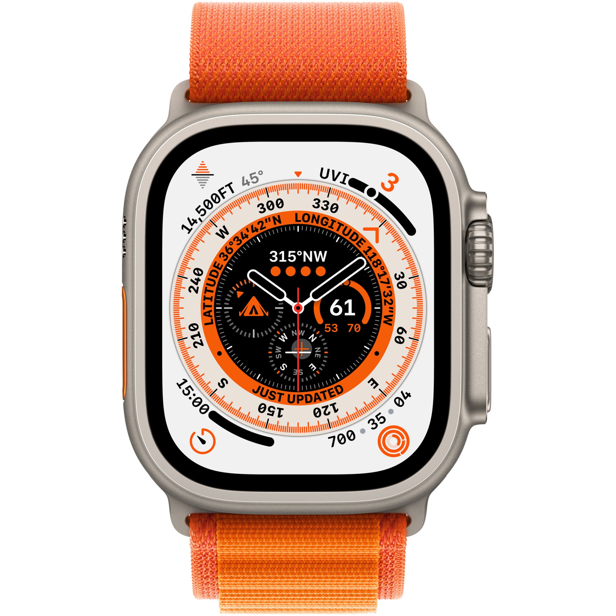 Apple Watch Ultra, GPS, Cellular, - Small Titanium Carcasa Alpine Loop Orange 49mm