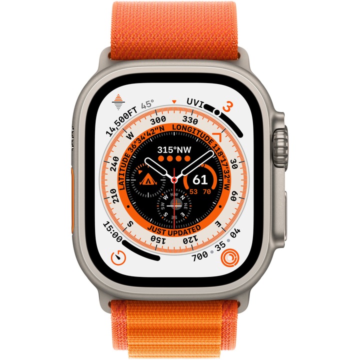 Apple Watch Ultra, GPS, Cellular, Carcasa Titanium 49mm, Orange Alpine Loop - Small