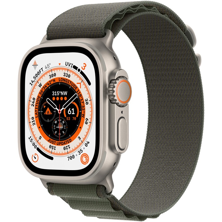 Apple Watch Ultra, GPS, Cellular, Carcasa Titanium 49mm, Green Alpine Loop - Large