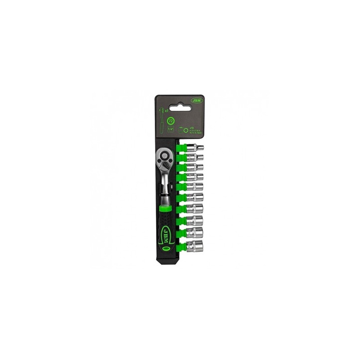 Set clichet cu 12 tubulare, 72 dinti JBM 94769, prindere patrat 1/4 inch