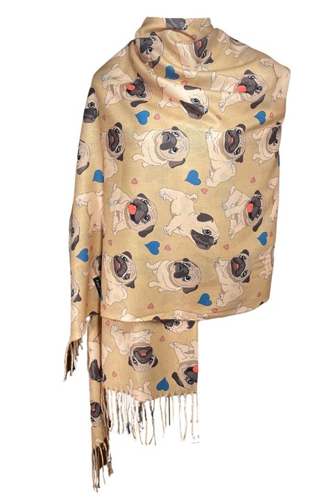Дамски шал тип С, Dacali, бежов, 180 х 70 см