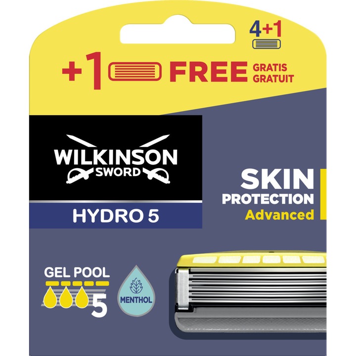 Set Rezerva aparat de ras Wilkinson Sword Hydro 5 Skin Protection Advanced Menthol, barbati, 5 buc