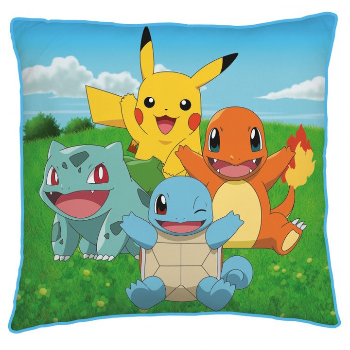 Perna pentru copii, Pokemon, multicolor, bumbac, 40x40 cm