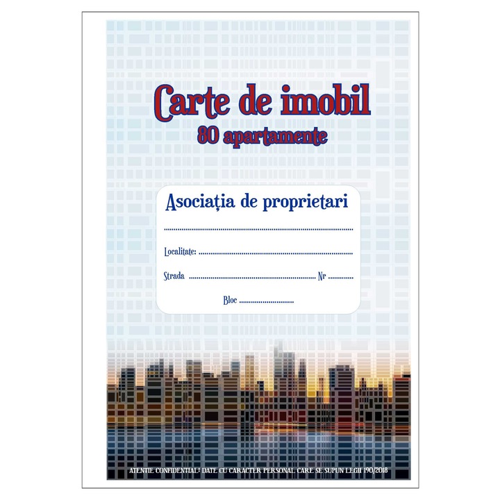 Carte de imobil pentru 80 de apartamente, format A4, coperti din plastic, 100 pagini, format A4