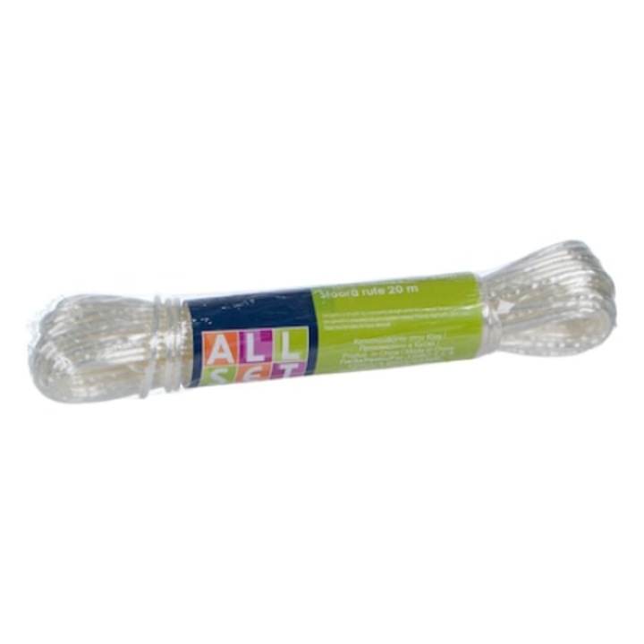 Sfoara din plastic pentru rufe, alba, 20 M