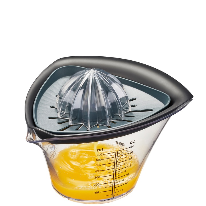 Fruti Gefu kézi gránátalma és citrusfacsaró, műanyag, átlátszó fekete, 700 ml