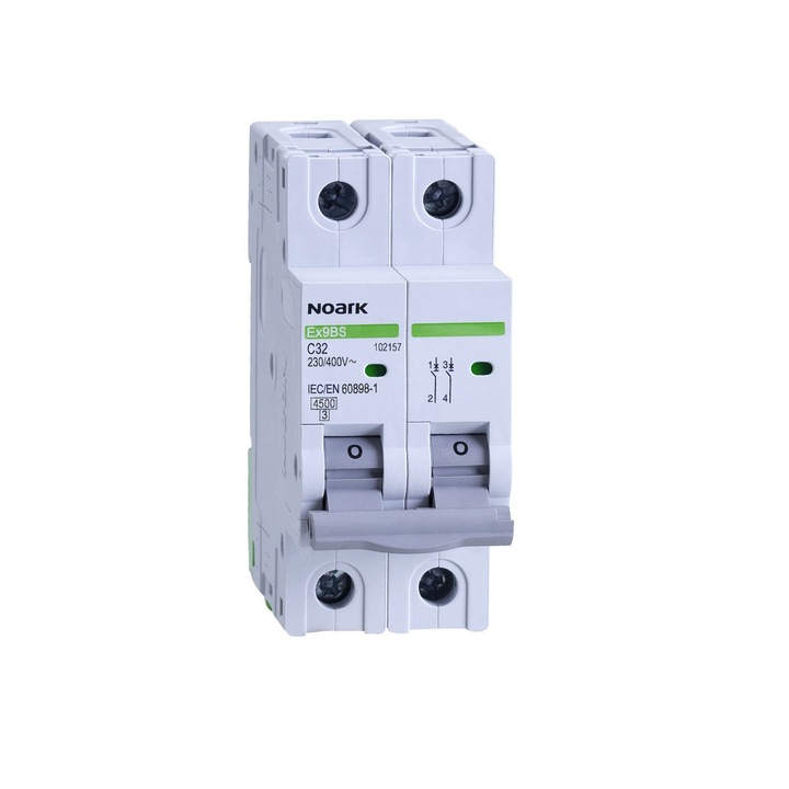 Automata biztosíték 2P, 6A Kioldási görbe C, Noark 102150
