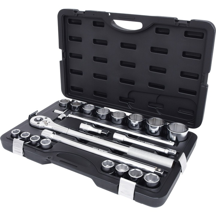 Set 21 chei tubulare Ks Tools 90839, prindere 3/4 inch, 6 canturi, geanta din material plastic