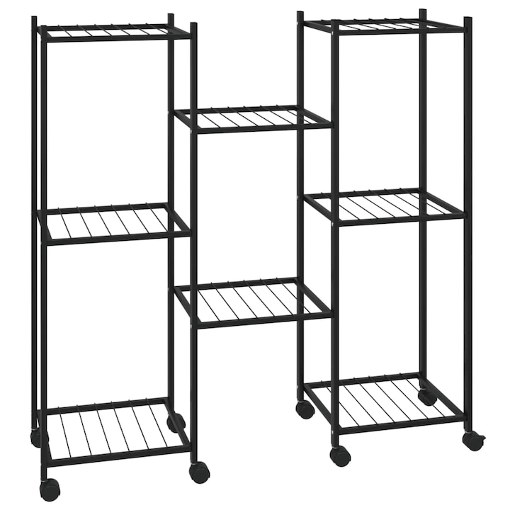 Suport pentru flori cu roti vidaXL, 83x25x83,5 cm, negru, fier 3.35 kg 343128