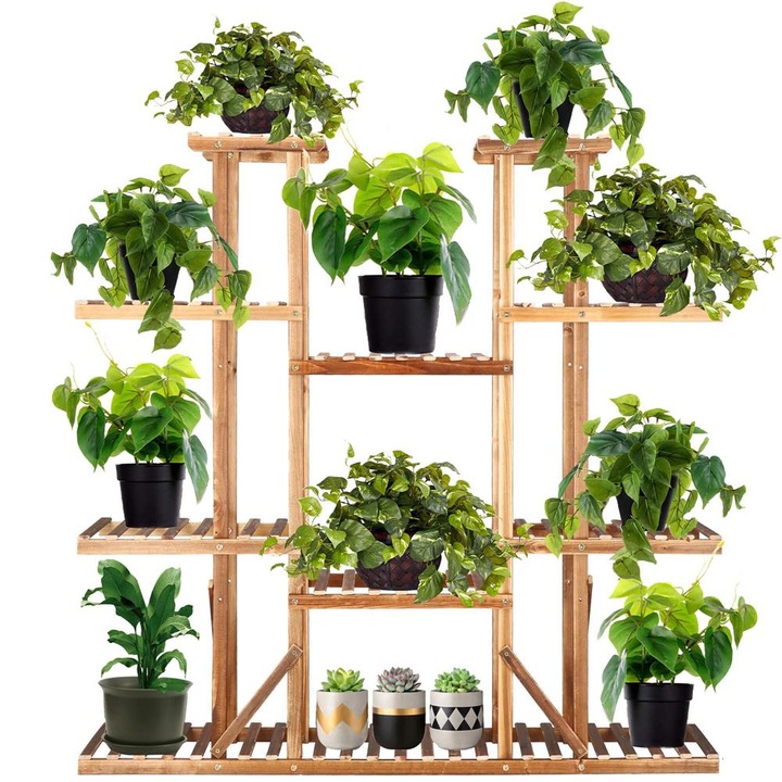Дървена стойка за цветя с 15 рафта опора GA200, 119x120см