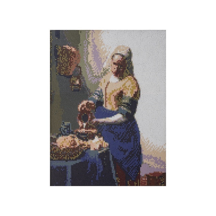 Set goblen cu diamante, fara sasiu, Laptareasa - Vermeer, 40x50 cm