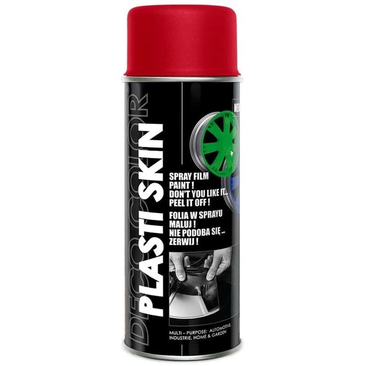 Spray vopsea cauciucata jante, folie cauciucata PlastiSkin RAL 3000 Rosie 400ml