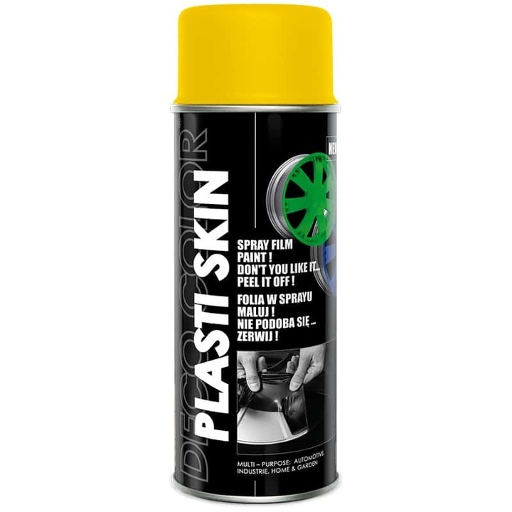 Spray vopsea cauciucata jante, folie cauciucata PlastiSkin RAL 1023 Galbena 400ml