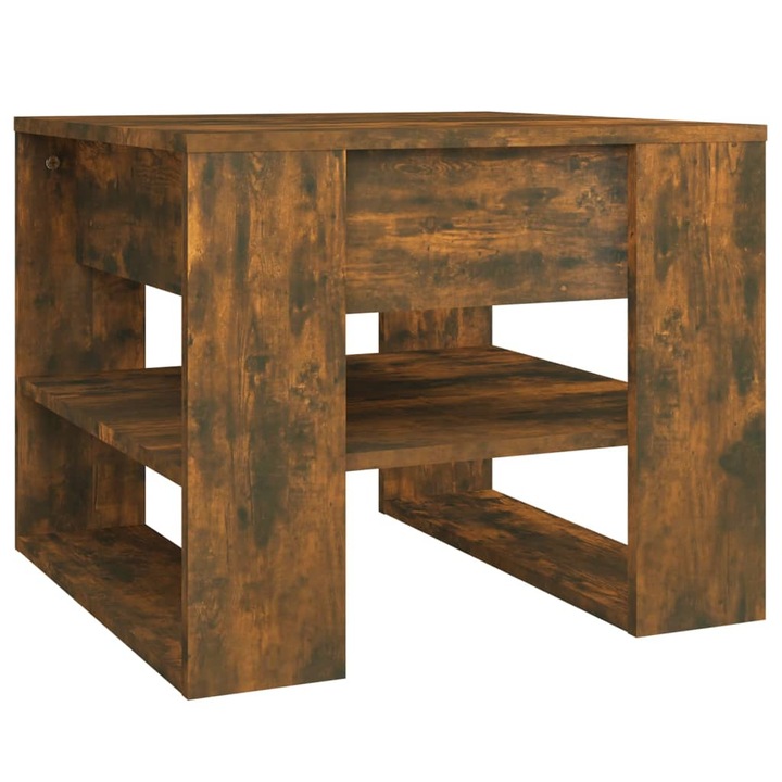 Кафе маса vidaXL, Опушен дъб, 55,5x55x45 см, Инженерно дърво