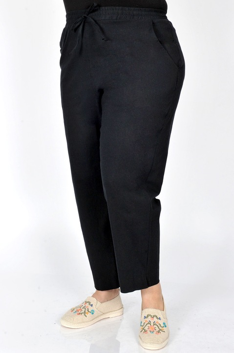 Pantaloni de vara din in, 4513, negru, 58