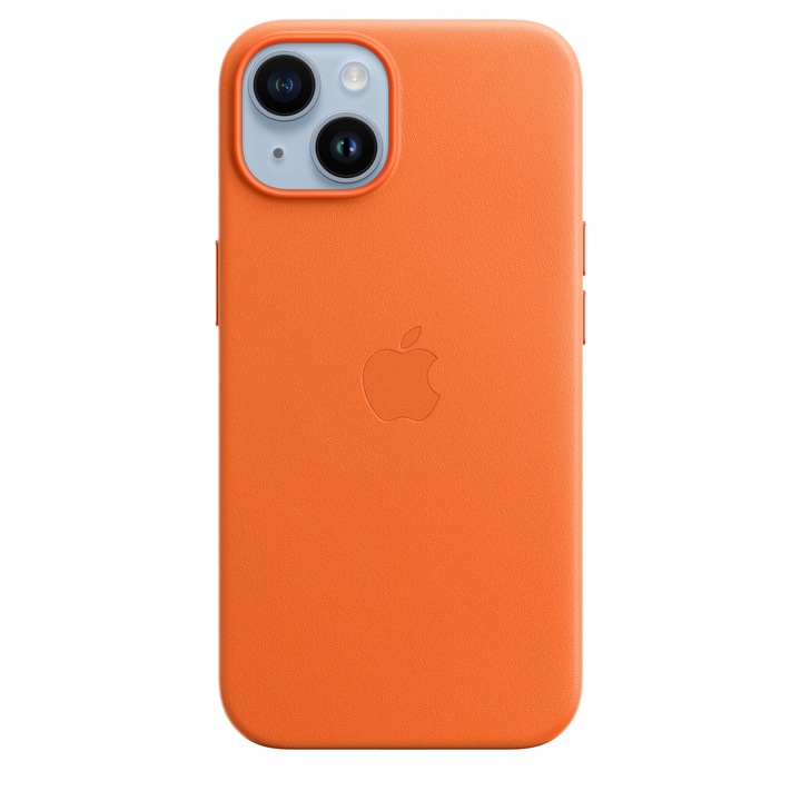 Калъф Apple Leather Case with MagSafe, За iPhone 14, Orange