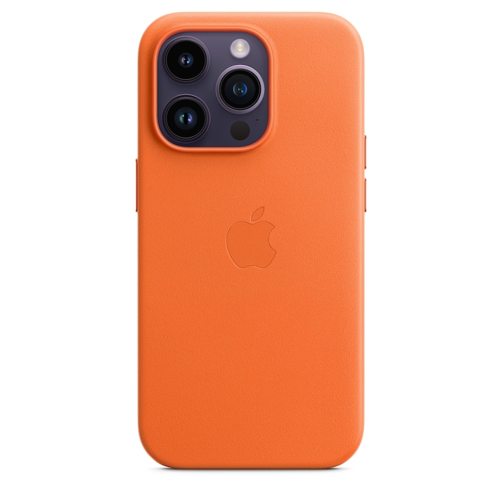 Предпазен калъф Apple Leather Case with MagSafe за iPhone 14 Pro, Orange