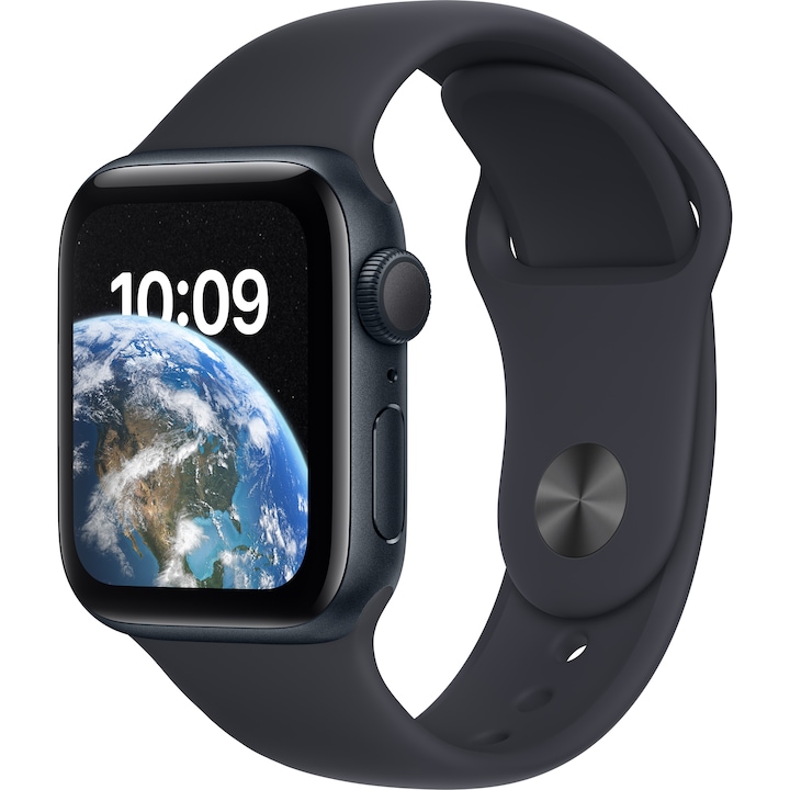 Apple Watch SE2 GPS, 40mm, Éjfekete alumínium tok, Éjfekete sportszíjjal